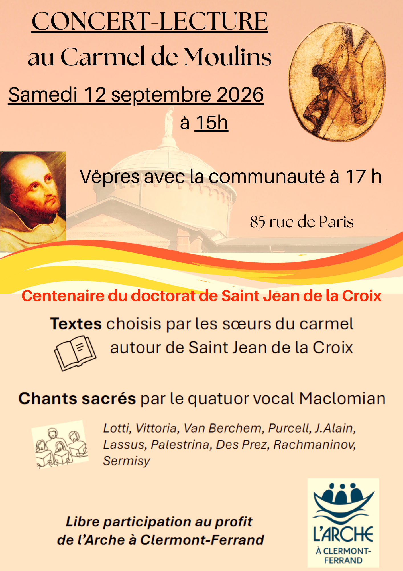 Concert-lecture Saint-Jean de la Croix, samedi 12 septembre